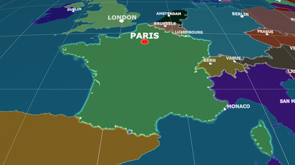 France extruded and capital labelled. Administrative