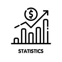 Icon statistics outline style icon design  illustration on white background