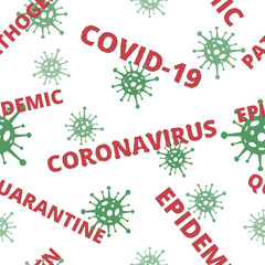 Coronavirus seamless pattern. 2019-nCoV. Covid-19. Epidemy background, texture. Vector illustration.