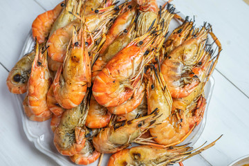 Prawn or shrimp grilled in the restaurant.