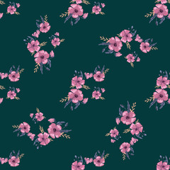 Fashionable cute pattern in native popies  flowerson darck background. Flower seamless surface design for textiles, fabrics, covers, wallpapers, print, gift wrapping or any purpose
