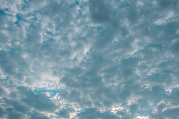 Colorful rain clouds at sunset in summer in South America