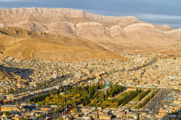 View of the Shiraz city from the surrounding hills. Iran