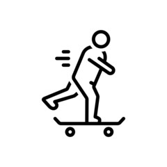 Black line icon for skateboard