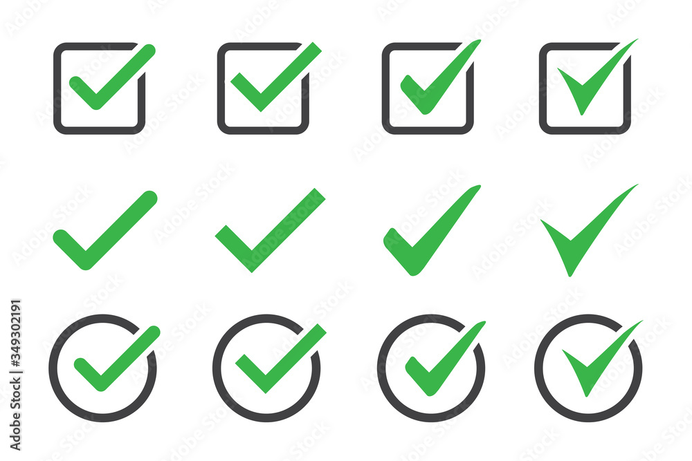 Aufkleber set of check mark icon on a white background