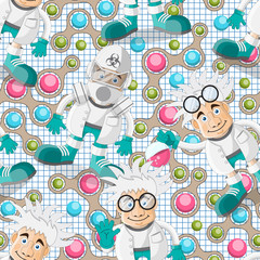 Background on a scientific theme. Seamless pattern. Vector illustration.