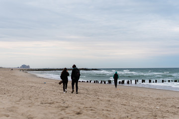 Empty Rockaway Beach at sunset in Queens, New York City in May 2020