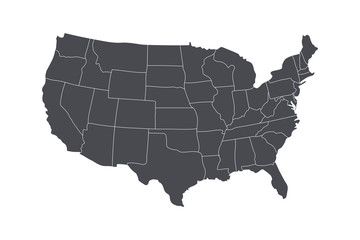 High detailed vector map - United States. Isolated.