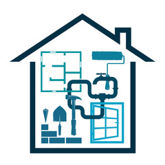 Building repair and home maintenance symbol for construction business