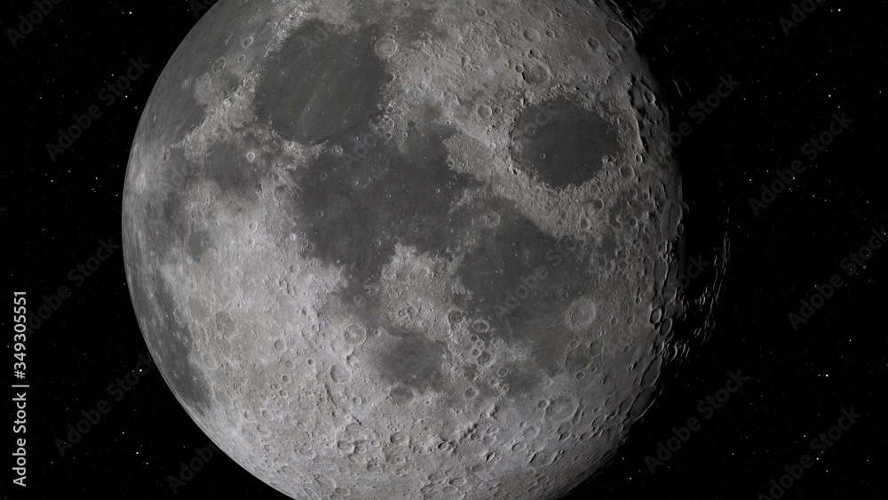 Canvas Prints 3d rendering of the moon against the background of space with the illumination of craters and lunar 