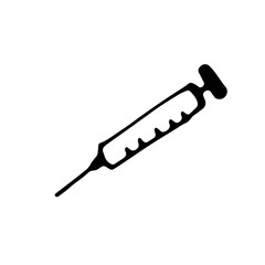 syringe Vector doodle set about coronavirus, Covid-19. Stay home, walk at home, take care. Pandemic protection. Quarantine positive doodle, sketch. Icons, elements. Isolated on background.