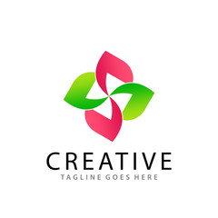 Awesome Gradient Rose Leaf Logo Company Modern Logo Design