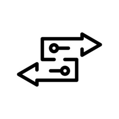 Transfer arrows icon in line art style on white background, for mobile concept and web design, arrows simple vector icon, Symbol, logo illustration