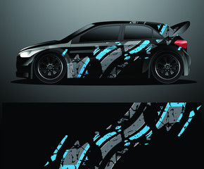 Fototapeta premium Rally car decal graphic wrap vector, abstract background