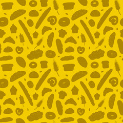 Hand drawn bakery silhouettes vector seamless pattern.