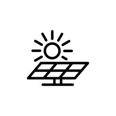 Solar energy panel vector icon in line art style on white background, filled flat sign for mobile concept and web design, Sun and solar panel glyph icon, Symbol, logo illustration