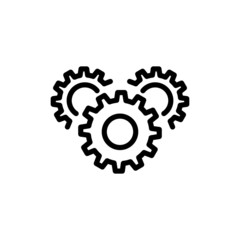 Gear settings icon in line art style on white background, linear style sign for mobile concept and web design, Cogwheel, preferences outline vector icon, Symbol, logo illustration