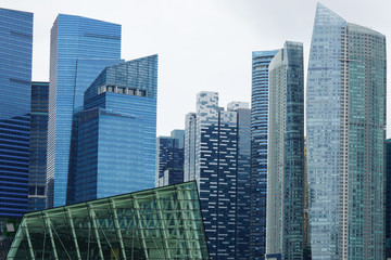 Fototapeta premium beautiful building blue green glass color in business area