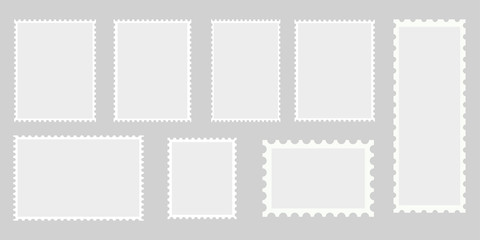 Postage stamp borders set vector - obrazy, fototapety, plakaty