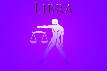 zodiac sign of libra on abstract pink background