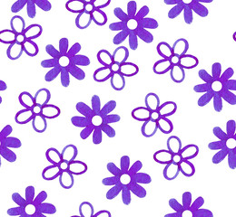 Fototapeta na wymiar Purple flowers, wallpaper, watercolor (2)
