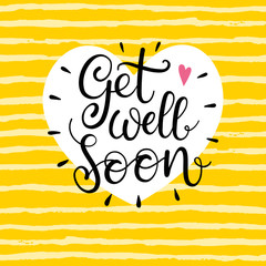 Get well soon vector text. Hand Lettering for invitation and greeting card, prints and posters. Modern calligraphic design - 349313562