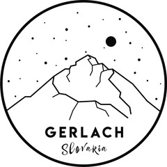 Vector illustration of mount Gerlach, the High Tatras in Slovakia. Can be used as a print for clothes, souvenirs, postcards. Travel, tourism.
