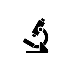 Microscope icon template in black flat design on white background, Microscope symbol vector sign isolated on white background illustration for graphic and web design