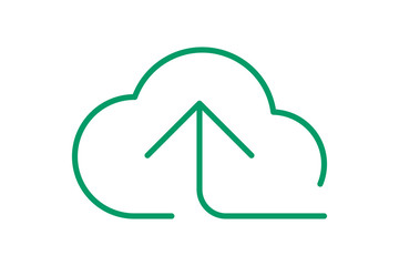 cloud and arrow symbol for icon with line thin, simple line arrow up green cloud, icons add data to cloud for ui ux website or mobile application, cloud for upload download, element of storage network