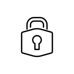 Lock icon template in line art style on white background, Security symbol vector sign isolated on white background illustration for graphic and web design