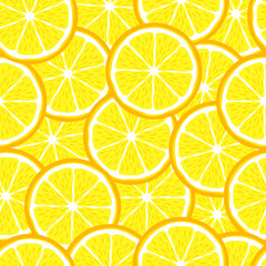 Lemon slice fruit citrus seamless bright pattern - 349313946