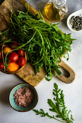 Healthy food concept with arugula herb