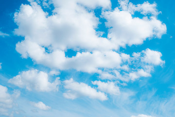 Background sky with clouds. Photo of white clouds and blue sky.