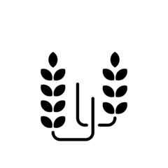 Cereals or wheat icon template in black flat design on white background, Wheat Agriculture symbol vector sign isolated on white background illustration for graphic and web design
