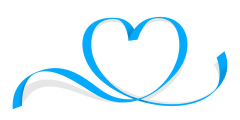 ribbon light blue heart shape isolated on white, ribbon line blue heart-shaped, heart shape ribbon stripes blue, copy space, border tape curl heart shaped for decoration greeting valentine's day