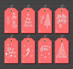 Merry Christmas and Happy Holidays vector printable gift tags