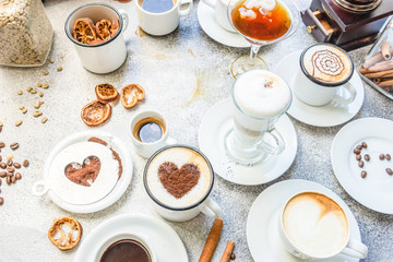 Coffee varieties on stone background
