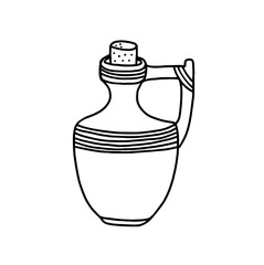 The jug is isolated on a white background. A vessel, a Doodle-like bottle. Vector illustration