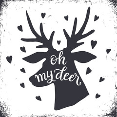 Oh my deer, hand lettering Christmas card design