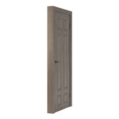 Wooden door isolated on white background. 3D rendering.