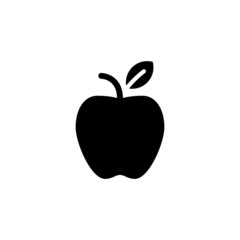 Apple icon isolated in black flat design background on white background, Vector illustration, Eps 10