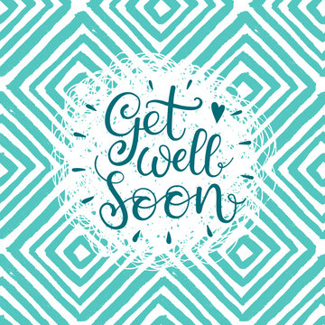 Get well soon vector text. Hand Lettering for invitation and greeting card, prints and posters. Modern calligraphic design