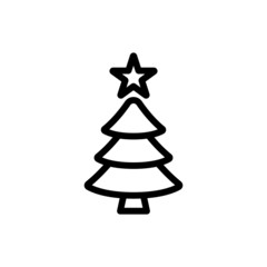 Christmas tree isolated in line art style on white background, Vector illustration, Eps 10