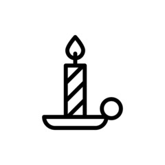 Candle icon isolated in line art style on white background, Vector illustration Eps 10