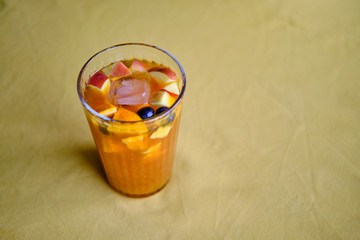 Homemade Sangria Ice Tea, Ice Tea with Fresh Fruits and Orange Juice
