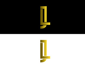 L & J letter design, letters gold logo