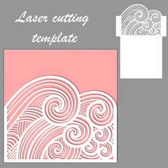 Template for laser cutting. Envelope wedding invitation. Vector.