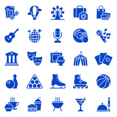 Set of shopping and entertainment icons. Vector illustration