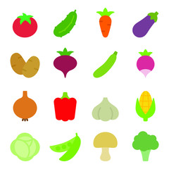 Set of vegetables icons. Flat design. Vector illustration