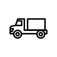 Fototapeta premium Construction Vehicle Truck vector icon in line art style on white background, sign for mobile concept and web design, Shipping truck simple glyph icon, Transportation symbol, logo illustration